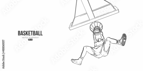 Abstract basketball player man in action isolated white background. Vector illustration