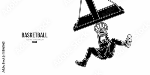 Abstract basketball player man in action isolated white background. Vector illustration