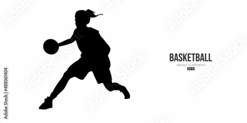 Abstract basketball player woman in action isolated white background. Vector illustration