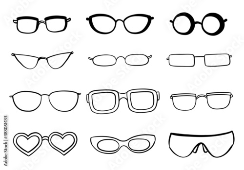 Set of eyeglasses frame doodles