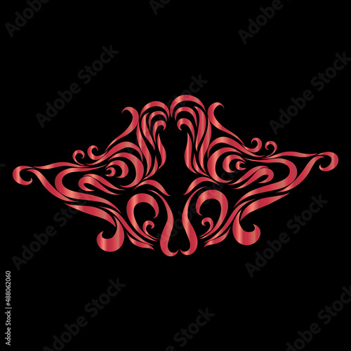abstract pink curly lines design pattern floral ornament on dark background