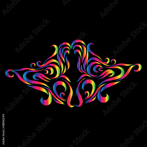 abstract colorful design pattern floral ornament on dark background