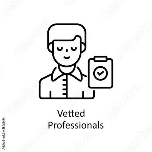 Vetted Professionals vector Outline icon for web isolated on white background EPS 10 file