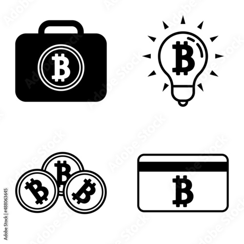 Bitcoins1-2 Flat Icon Set Isolated On White Background
