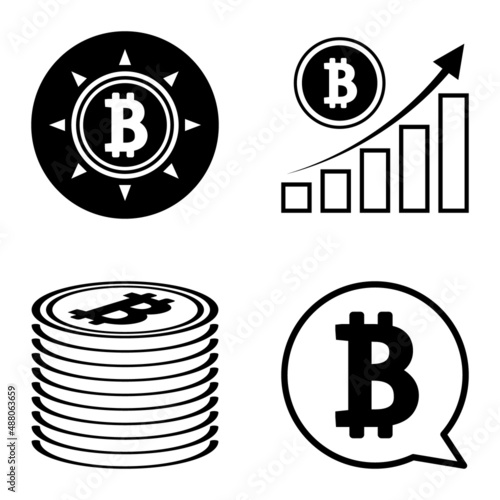 Bitcoins1-2 Flat Icon Set Isolated On White Background