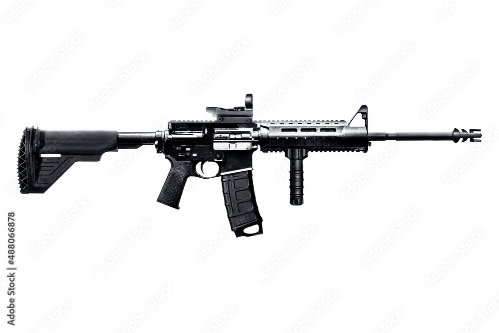 M416 gun, Automatic weapon isolated black , military army	