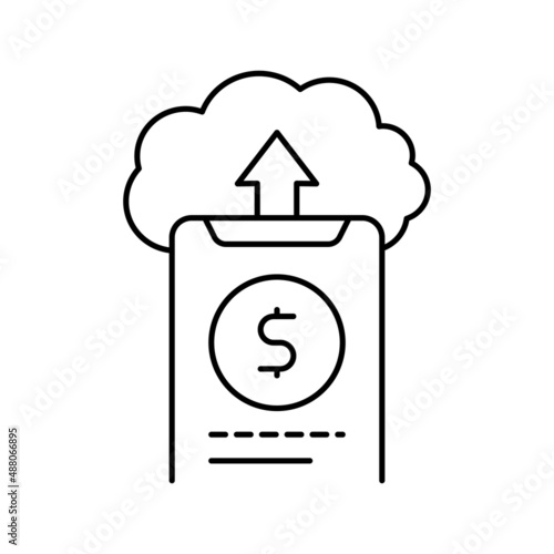 sending money electronic cloud line icon vector illustration
