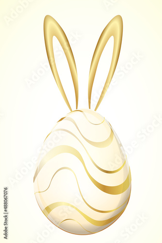 Easter egg with gold bunny ears