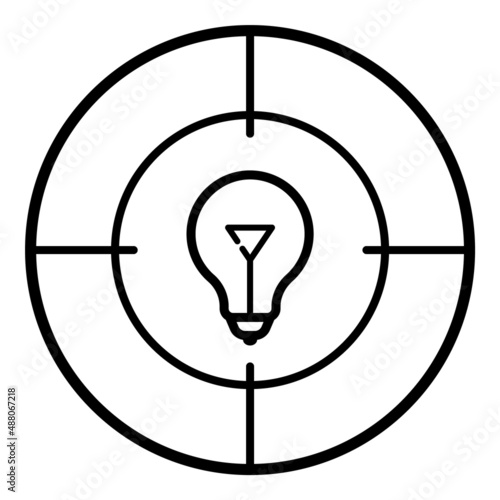 Lightbulb Weapon Target Flat Icon Isolated On White Background