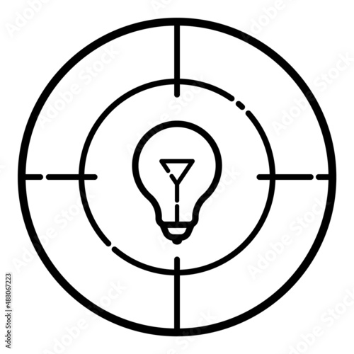 Lightbulb Weapon Target Flat Icon Isolated On White Background
