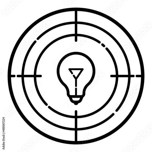 Lightbulb Weapon Target Flat Icon Isolated On White Background