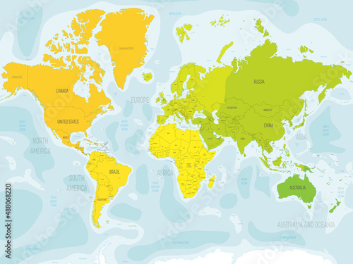 Fototapeta Naklejka Na Ścianę i Meble -  Colorful political map World continents.
