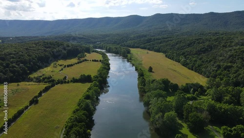 2022 - Excellent aerial view of the Shenandoah River valley in Virginia. photo