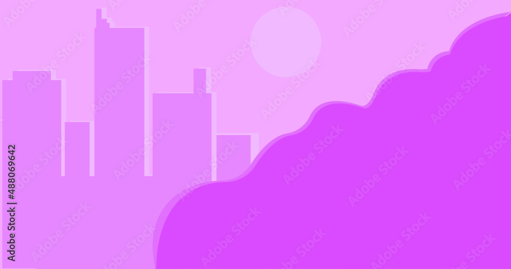 shadow from the city space for text pink. building outline