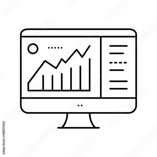 infographic on computer display line icon vector illustration