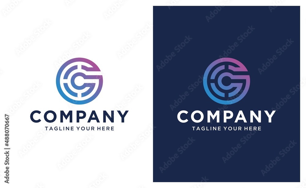 Letter G in circled letter C logo design vector template. on a black and white background. Letter G in circled letter C logo design vector template. on a black and white background.