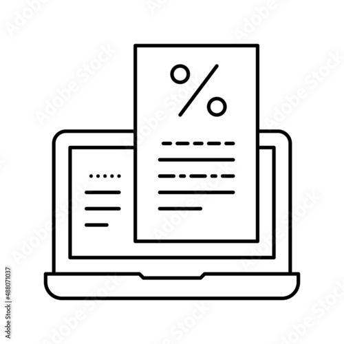 signing check for pay mortgage line icon vector illustration