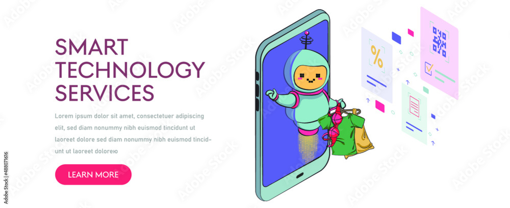 robot virtual assistant website or mobile apps. robot with shopping sale holiday shopping artificial intelligence technology concept.