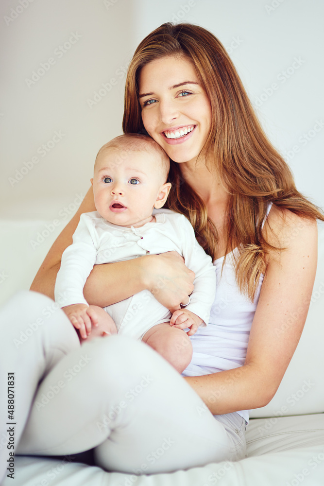 Quality time with my little cutie. Shot of a young mother bonding with her adorable baby boy at home. Quality time with my little cutie. Shot of a young mother bonding with her adorable baby boy at home.