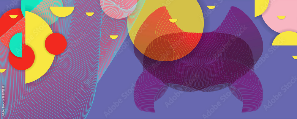 Composition of figures and lines abstract modern color Very Peri new popular color background with fluid luminous waves Vector. Trendy color of the 2022 year Composition of figures and lines abstract modern color Very Peri new popular color background with fluid luminous waves Vector. Trendy color of the 2022 year