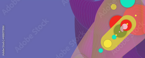Composition of figures and lines abstract modern color Very Peri new popular color background with fluid luminous waves Vector. Trendy color of the 2022 year