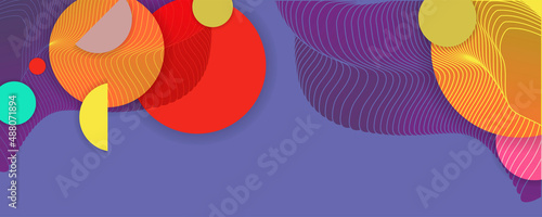 Composition of figures and lines abstract modern color Very Peri new popular color background with fluid luminous waves Vector. Trendy color of the 2022 year