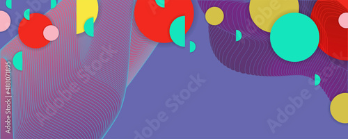 Composition of figures and lines abstract modern color Very Peri new popular color background with fluid luminous waves Vector. Trendy color of the 2022 year