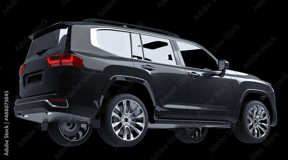 black SUV isolated on black background 3d model