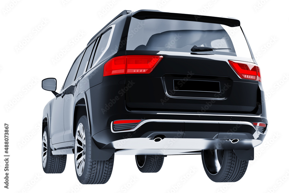 black SUV isolated on white background 3d model