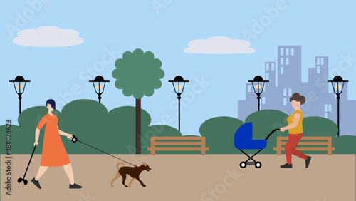 People enjoying walk in public park