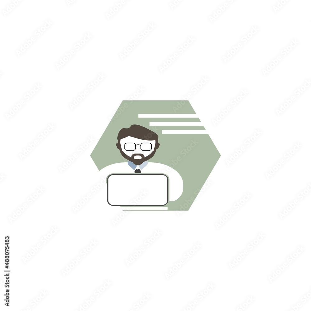male employee logo illustration template vector