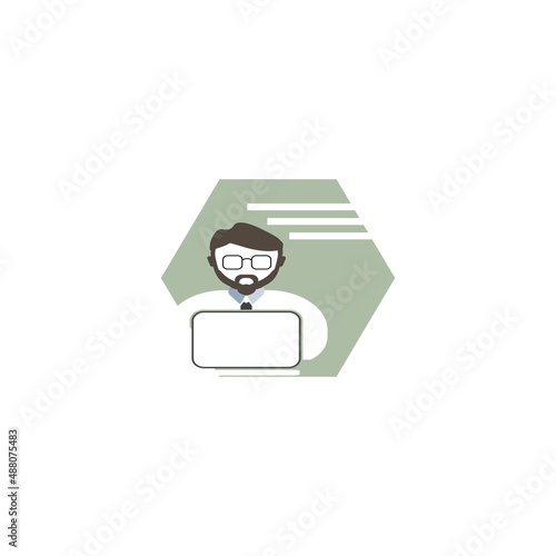 male employee logo illustration template vector