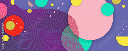 Composition of figures and lines abstract modern color Very Peri new popular color background with fluid luminous waves Vector. Trendy color of the 2022 year