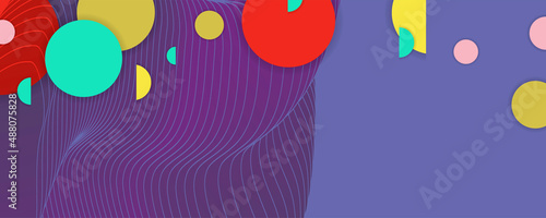 Composition of figures and lines abstract modern color Very Peri new popular color background with fluid luminous waves Vector. Trendy color of the 2022 year