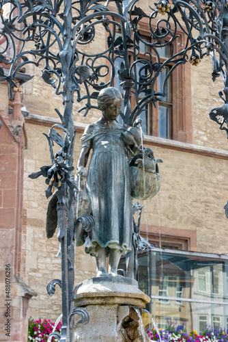 The Gänseliesel Fountain is a market and ornamental fountain on the market square in front of the Old Town Hall in downtown Göttingen in Lower Saxony. 