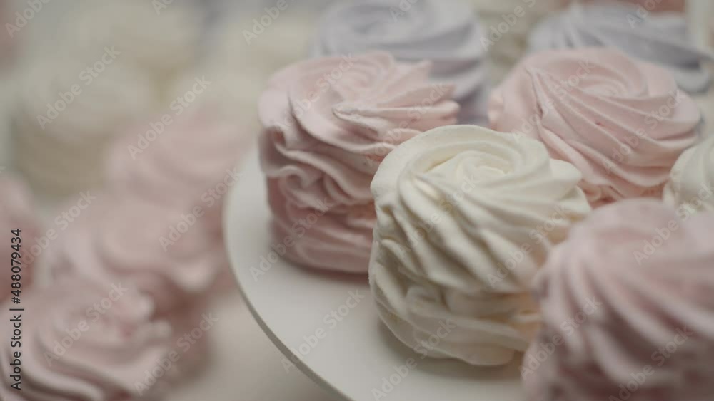 Stack of color confectionery rotating in slow motion. Lots of marshmallow. Stack of color confectionery rotating in slow motion. Lots of marshmallow.