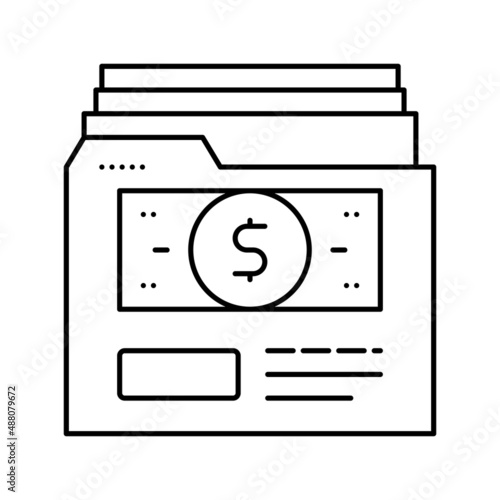 investment archive folder line icon vector illustration