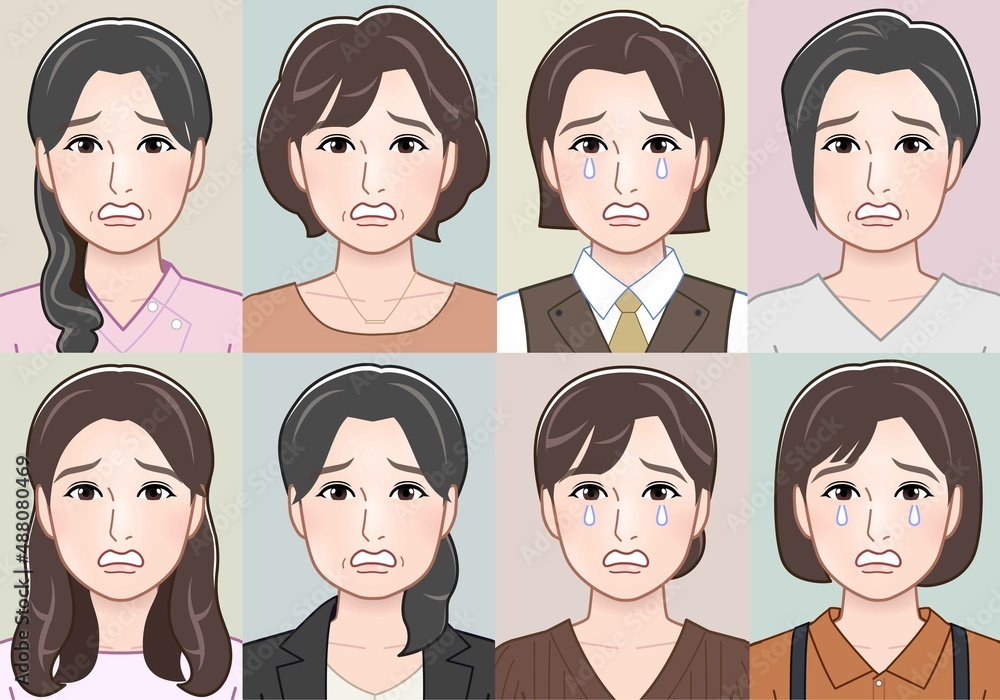 女性の顔パターン8種類 女性の顔パターン8種類