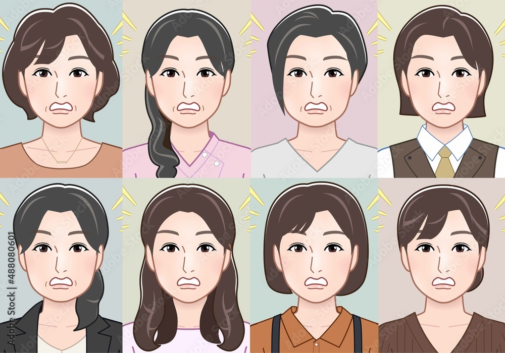 女性の顔パターン8種類 女性の顔パターン8種類