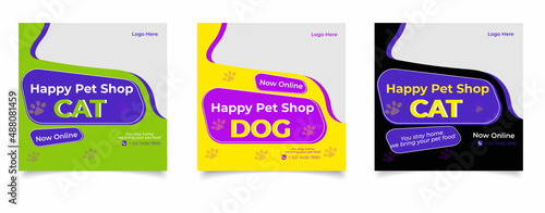 Pet store social media promotion instagram banner post design template
