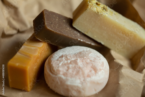 Craft natural soap. Craft paper packaging.