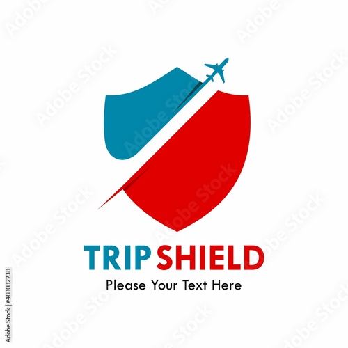 Shield with airplane logo template illustration
