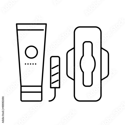 woman sanitary accessories line icon vector illustration