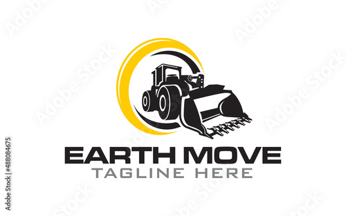 Illustration vector graphic of excavator contracting company logo design template