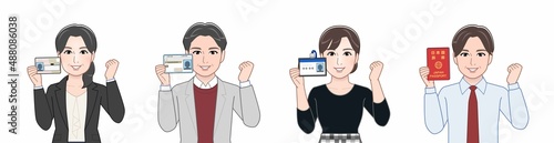 作業着を着た4人