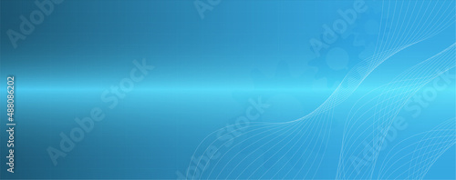 Blue wavy line flow technology abstract technology innovation concept vector background and glowing light with some Elements of this image panorama