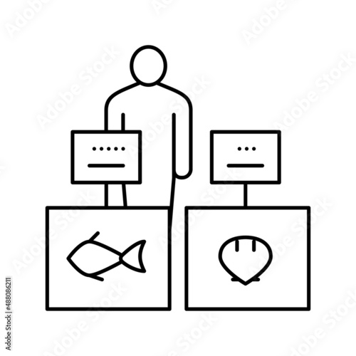 tuna market seller line icon vector illustration