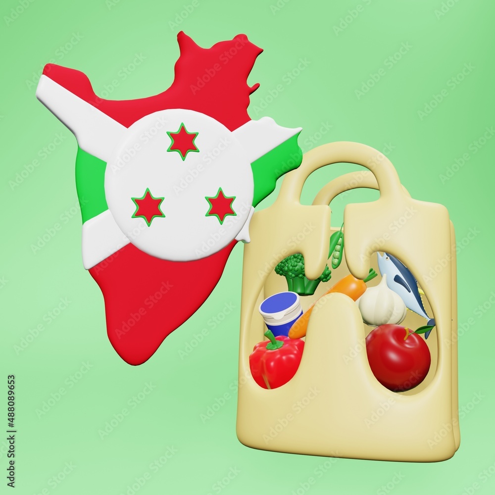 Naklejka premium 3d rendering of the need and consumption of nutrients for a healthy lungs in Burundi