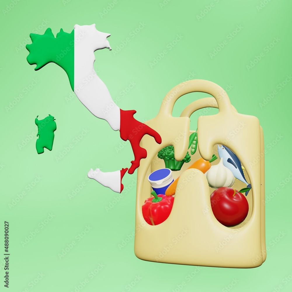 3d rendering of the need and consumption of nutrients for a healthy lungs in Italia