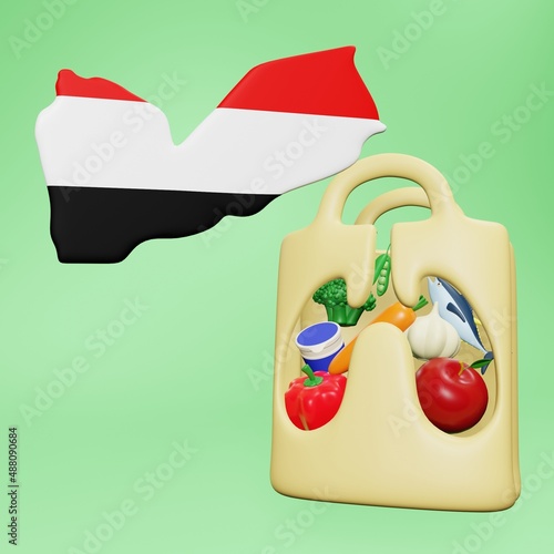 3d rendering of the need and consumption of nutrients for a healthy lungs in Yemen